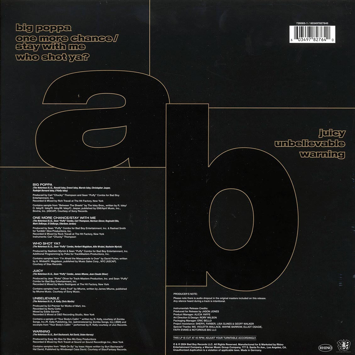 The Notorious BIG - Ready To Die Instrumentals (Limited Edition RSD Vinyl LP) { vinyl }