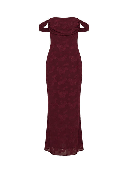 Azura Off The Shoulder Maxi Dress Burgundy
