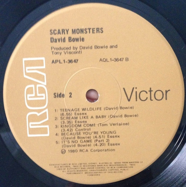 David Bowie - Scary Monsters (First Pressing) (RCA Victor) Vinyl Record { vinyl }
