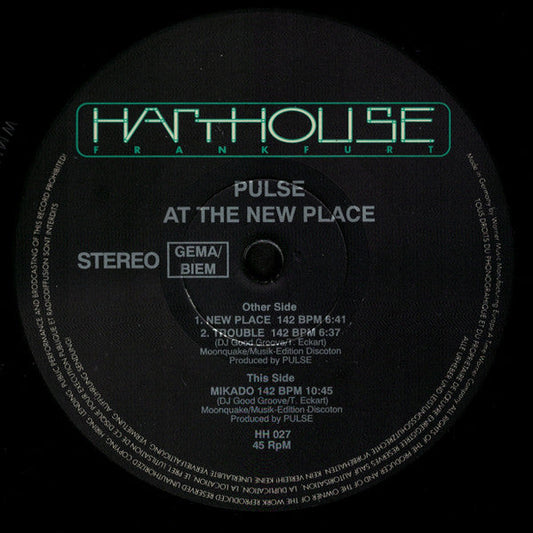 Pulse - At The New Place (12") Vinyl Record (Harthouse) { vinyl }