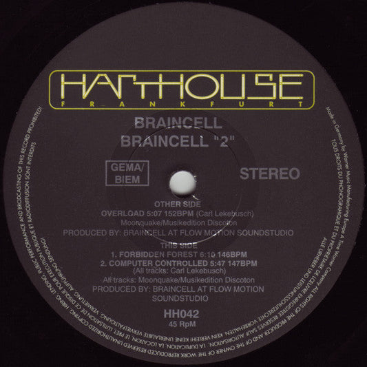 Braincell - Braincell "2" (12") (Harthouse) Vinyl Record { vinyl }