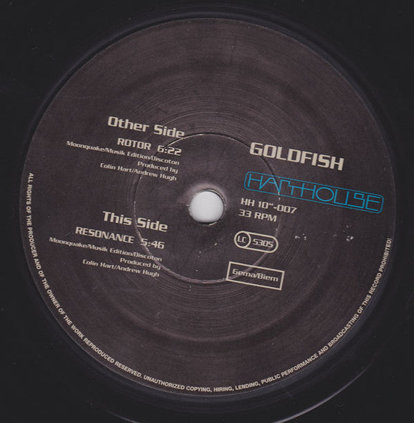 Goldfish - Rotor (10") (Harthouse Germany) Vinyl Record { vinyl }