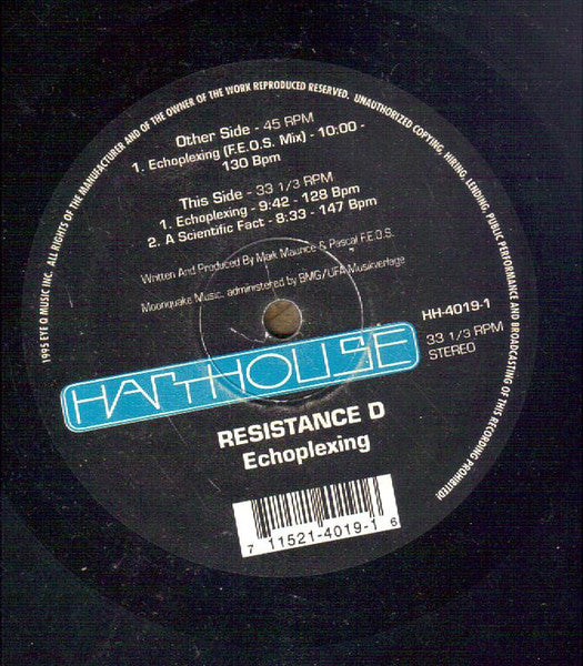 Resistance D - Echoplexing (12") (Harthouse America) Vinyl Record { vinyl }